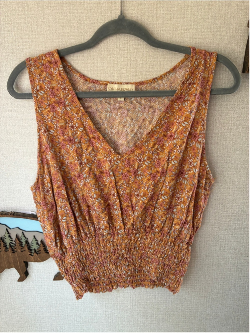 Women's Cynthia Rowley Floral Tank Top Size L Orange Pink